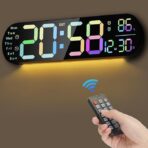 Remote Control Multi-Functional 16" Digital Wall Clock with 5 Display Color Modes