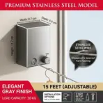 15 Ft Stainless Steel Retractable Wall-Mounted Indoor Clothesline