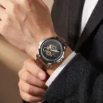 Yazole Hollow Dial Men's Quartz Watch - Black & Brown - Image 2