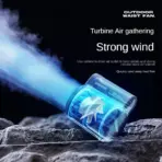 Lead Van Hanging Waist Fan 3 Speeds Adjustable 4500mAh - Black - Image 2